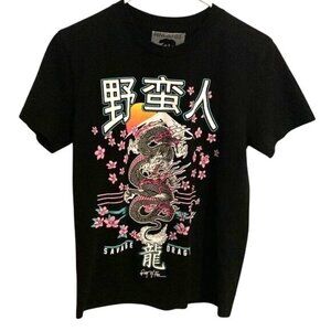 Ring Of Fire Savage Dragon Graphic T-Shirt Black Cherry Blossom Design S